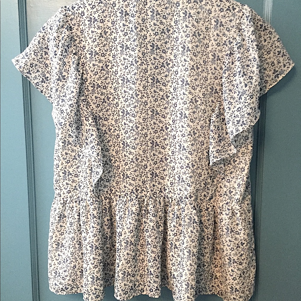 Madewell Wedgewood Blue/Egg Shell Floral Blouse - Picture 12 of 16